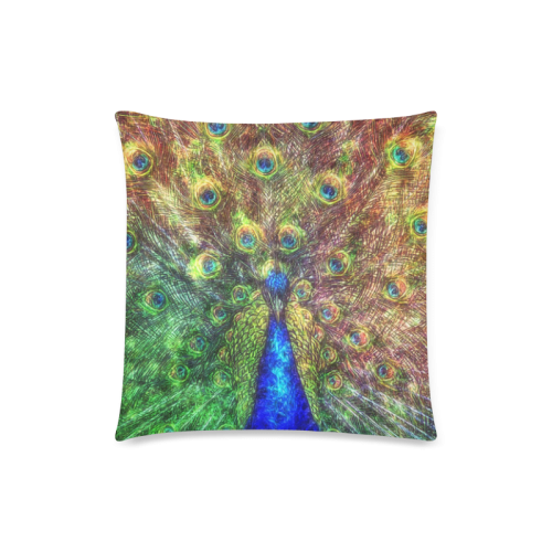 peacock Custom Zippered Pillow Case 18"x18" (one side)