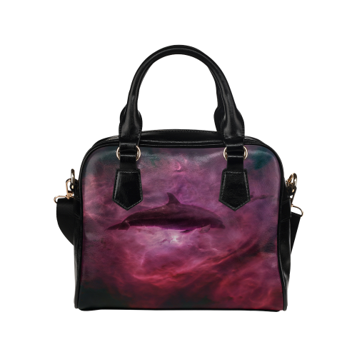 Dolphin in pink waters Shoulder Handbag (Model 1634)