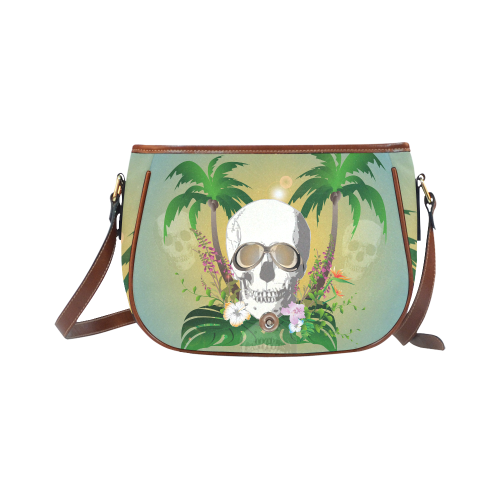 Funny skull with sunglasses Saddle Bag/Large (Model 1649)