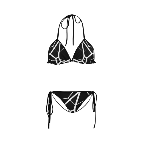 black and white line art 5 Custom Bikini Swimsuit