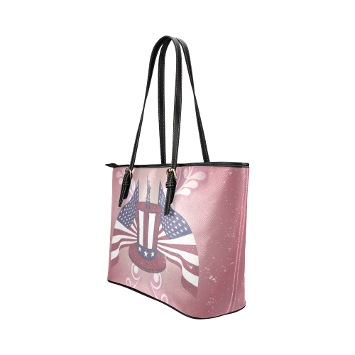 USA, black and white Leather Tote Bag/Small (Model 1651)