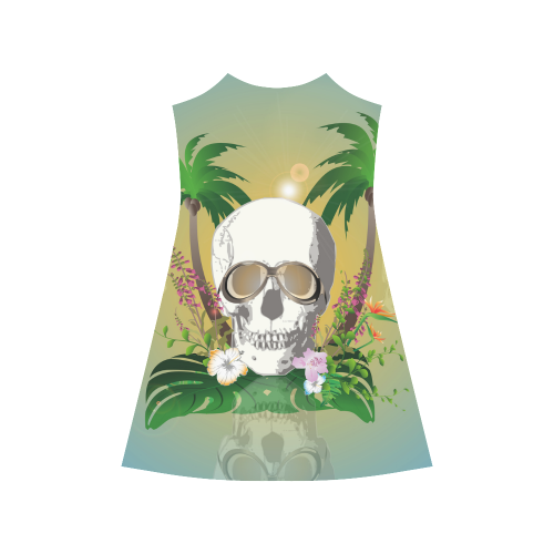 Funny skull with sunglasses Alcestis Slip Dress (Model D05)