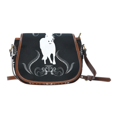 Horse, black and white Saddle Bag/Large (Model 1649)