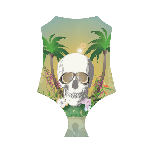 Funny skull with sunglasses Strap Swimsuit ( Model S05)