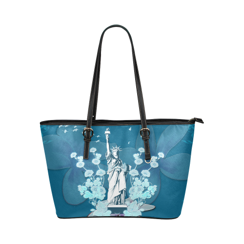 Statue of liberty Leather Tote Bag/Small (Model 1651)