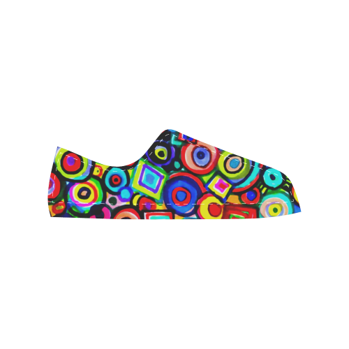 squares and circles Women's Classic Canvas Shoes (Model 018)