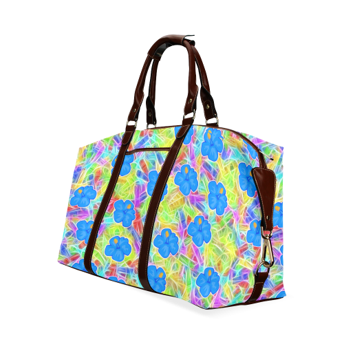 Pretty Blue Hawaiian Flowers Pattern Classic Travel Bag (Model 1643)