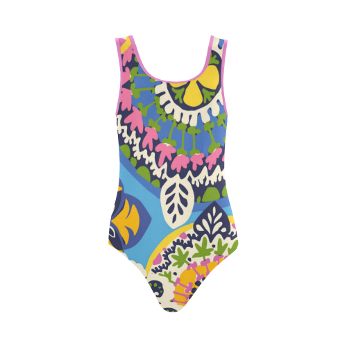 Retro Vintage Colorful Turtle Vest One Piece Swimsuit (Model S04)