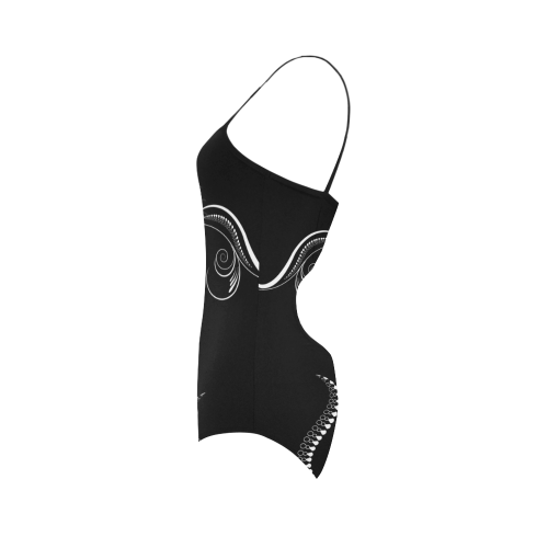 Horse, black white Strap Swimsuit ( Model S05)