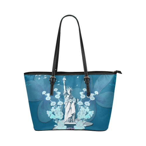 Statue of liberty Leather Tote Bag/Large (Model 1651)