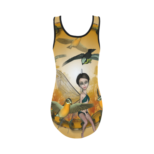 Cute fairy with songbirds Vest One Piece Swimsuit (Model S04)