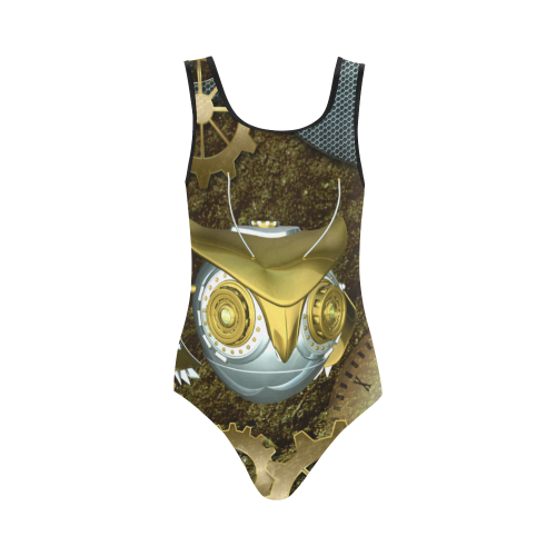 Steampunk, awesome owl Vest One Piece Swimsuit (Model S04)