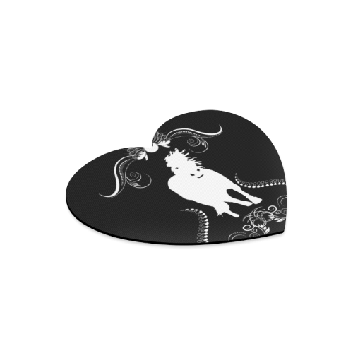 Horse black and white Heart-shaped Mousepad
