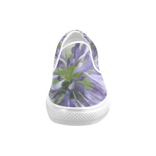 Purple Flower Women's Unusual Slip-on Canvas Shoes (Model 019)