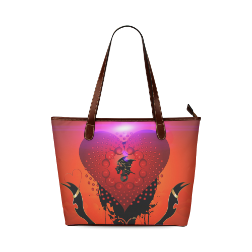 Heart with dragon Shoulder Tote Bag (Model 1646)