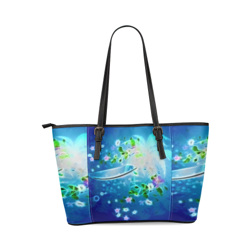 Water sport, surfing Leather Tote Bag/Small (Model 1640)