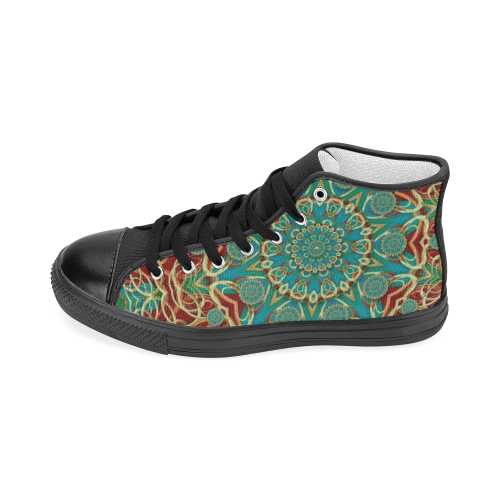 The wooden heart mandala,giving calm Women's Classic High Top Canvas Shoes (Model 017)