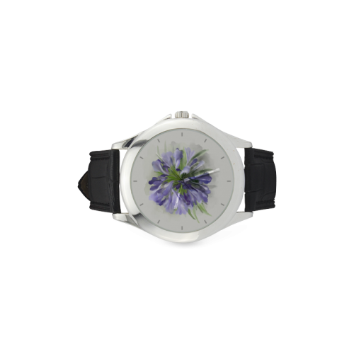 Purple Flower Women's Classic Leather Strap Watch(Model 203)