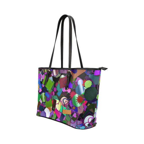 funny allover confetti mix 1 Leather Tote Bag/Small (Model 1651)