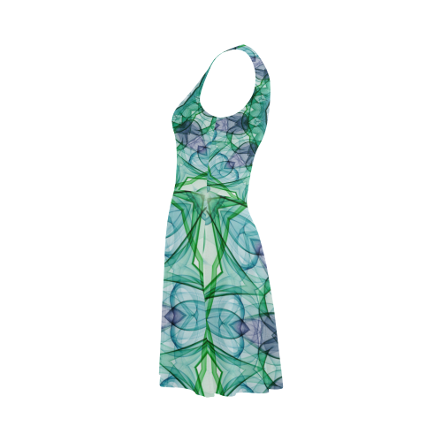 Green Pink water lily mandala Atalanta Sundress (Model D04)