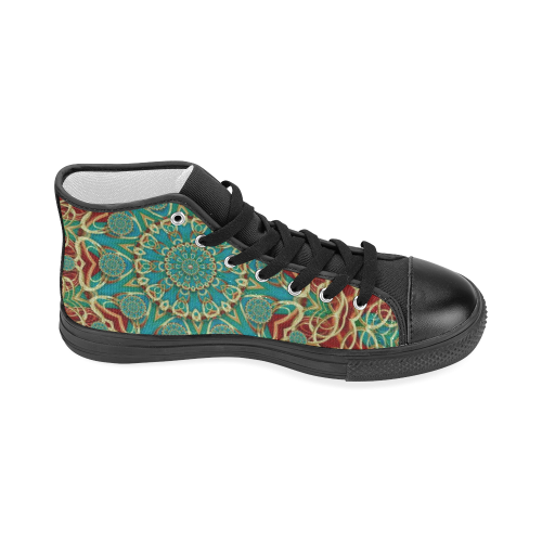 The wooden heart mandala,giving calm Women's Classic High Top Canvas Shoes (Model 017)