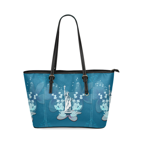 Statue of liberty Leather Tote Bag/Large (Model 1640)