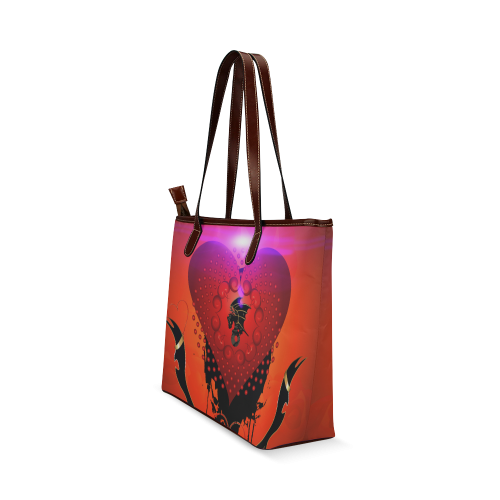 Heart with dragon Shoulder Tote Bag (Model 1646)