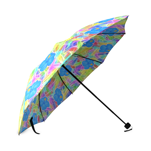 Pretty Blue Hawaiian Flowers Pattern Foldable Umbrella (Model U01)
