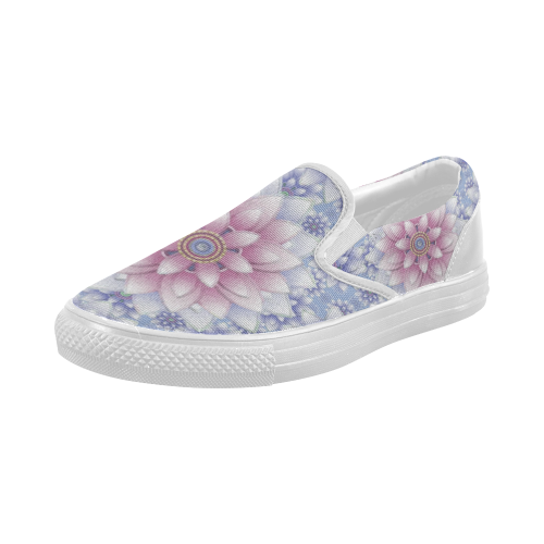 ornaments pink+blue Women's Slip-on Canvas Shoes (Model 019)