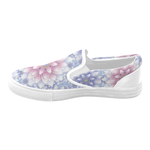 ornaments pink+blue Women's Unusual Slip-on Canvas Shoes (Model 019)