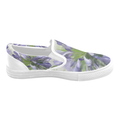 Purple Flower Women's Unusual Slip-on Canvas Shoes (Model 019)