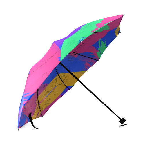 Groovy Paint Brush Strokes with Music Notes Foldable Umbrella (Model U01)