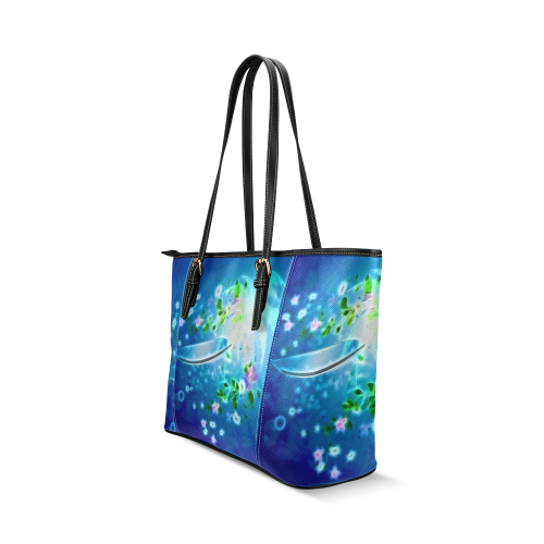 Water sport, surfing Leather Tote Bag/Large (Model 1640)
