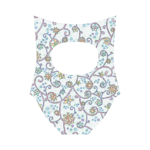 Floral Swirls Strap Swimsuit ( Model S05)