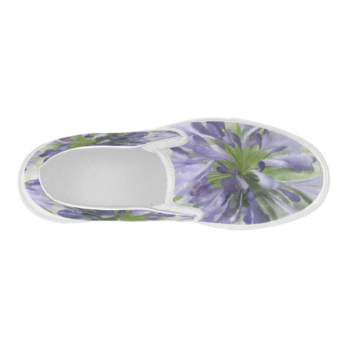 Purple Flower Women's Slip-on Canvas Shoes (Model 019)