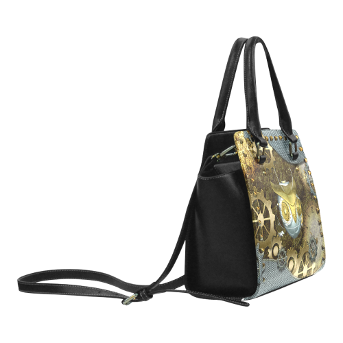 Steampunk, awesome owl Rivet Shoulder Handbag (Model 1645)