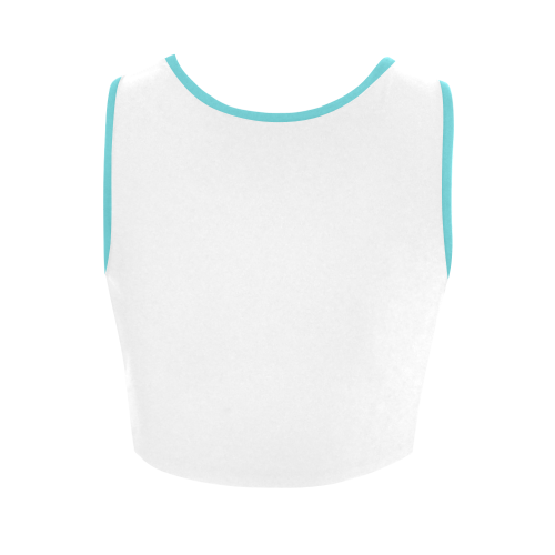 white and turquoise Women's Crop Top (Model T42)