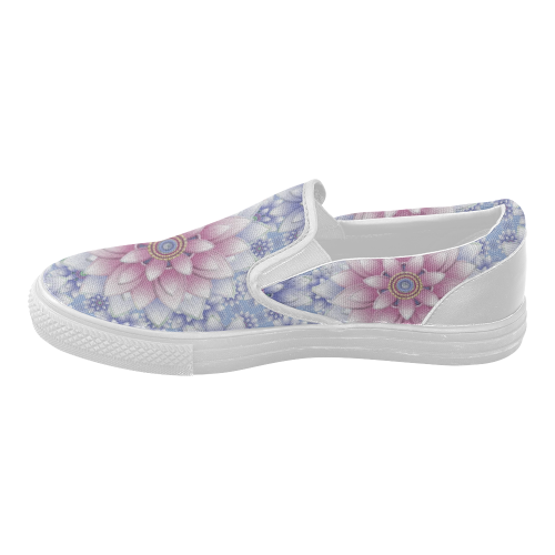 ornaments pink+blue Women's Slip-on Canvas Shoes (Model 019)