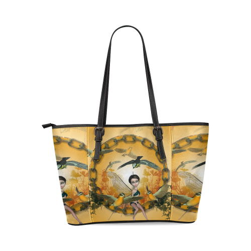 Cute fairy Leather Tote Bag/Small (Model 1640)