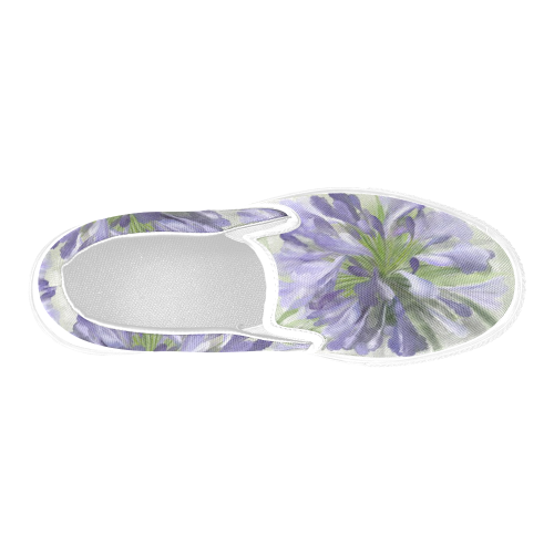 Purple Flower Men's Slip-on Canvas Shoes (Model 019)