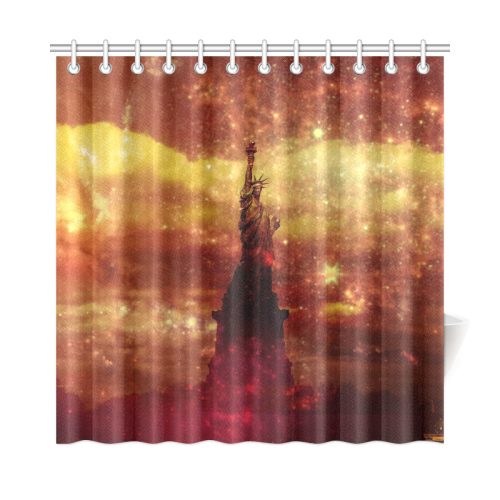 Lady Liberty Yellow Red Space Shower Curtain 72"x72"