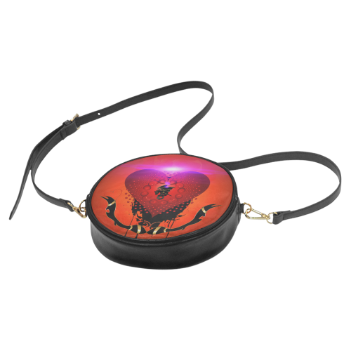 Heart with dragon Round Sling Bag (Model 1647)