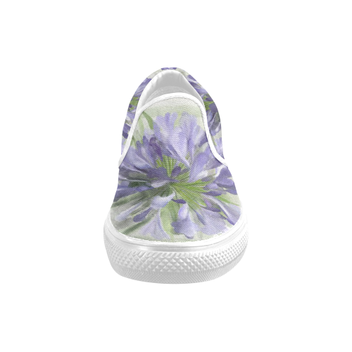 Purple Flower Men's Slip-on Canvas Shoes (Model 019)