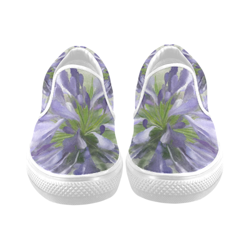 Purple Flower Women's Unusual Slip-on Canvas Shoes (Model 019)