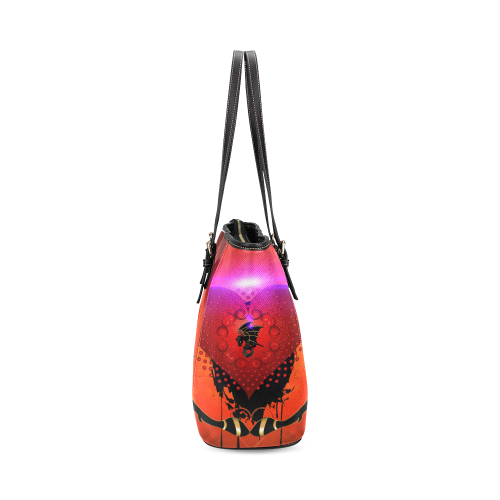 Heart with dragon Leather Tote Bag/Small (Model 1640)