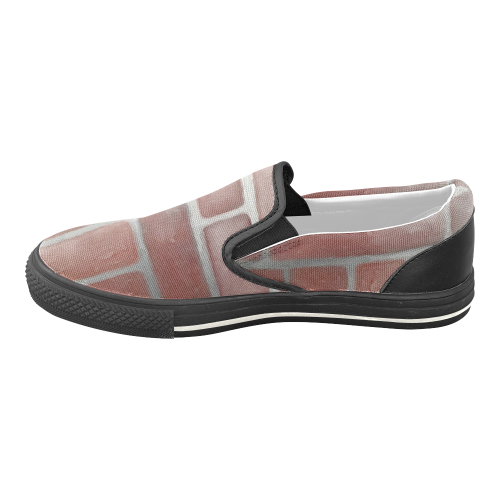 Red Brick Men's Unusual Slip-on Canvas Shoes (Model 019)