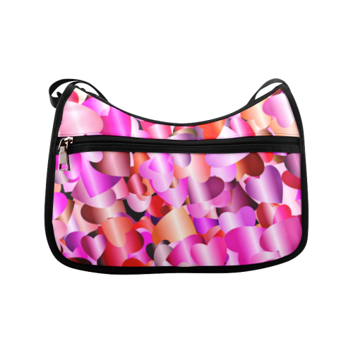 funny allover shiny hearts pink Crossbody Bags (Model 1616)