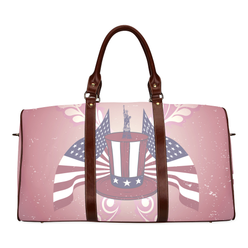 USA flag and hat Waterproof Travel Bag/Small (Model 1639)