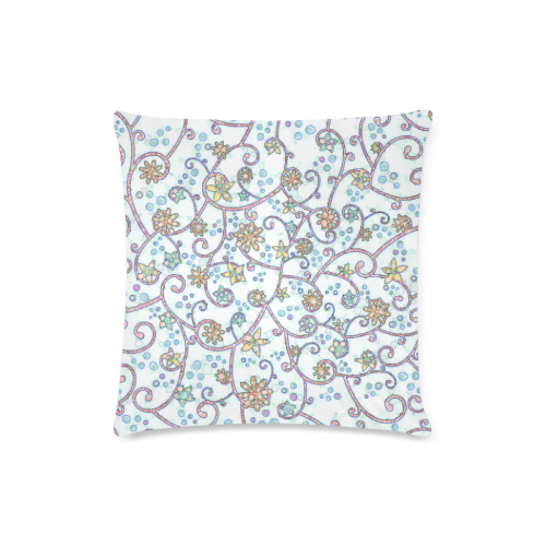 Floral Swirls Custom Zippered Pillow Case 16"x16"(Twin Sides)