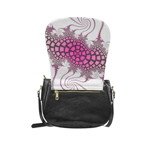 pink black and pink fractal Classic Saddle Bag/Small (Model 1648)